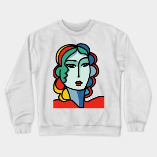 Minimal Portrait of a Green Skin Girl Crewneck Sweatshirt